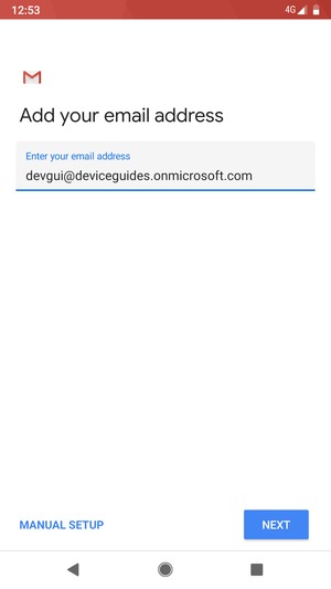 Enter your Email address and  select MANUAL SETUP