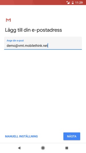 Ange din e-postadress och välj NÄSTA