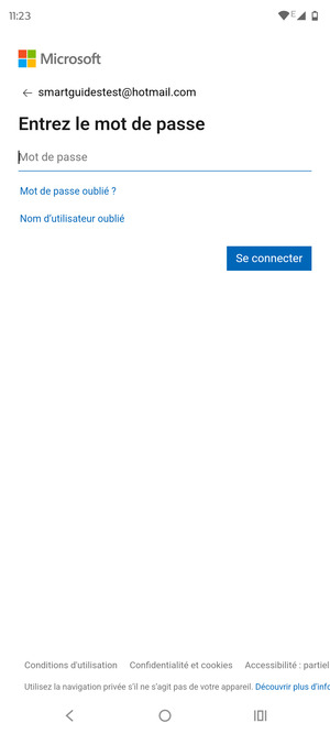 Saisissez votre mot de passe et sélectionnez Se connecter
