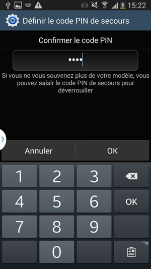 Veuillez confirmer le code PIN de votre sauvegarde et sélectionner OK
