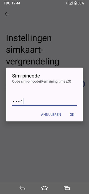 Voer uw Oude sim-pincode in en selecteer OK