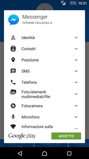 Seleziona ACCETTO