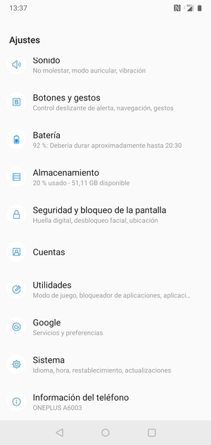 Desplácese y seleccione Sistema