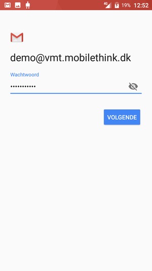 Voer uw wachtwoord in en selecteer VOLGENDE
