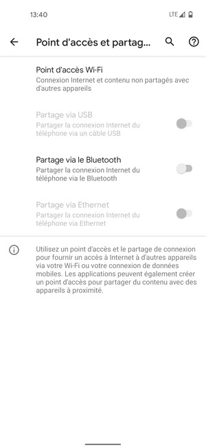 Sélectionnez Point d'accès Wi-Fi