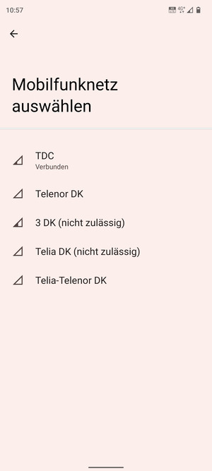 Wählen Sie einen Netzbetreiber von der Liste