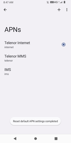 Your phone will reset to default Internet and MMS settings