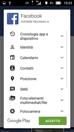 Seleziona ACCETTO