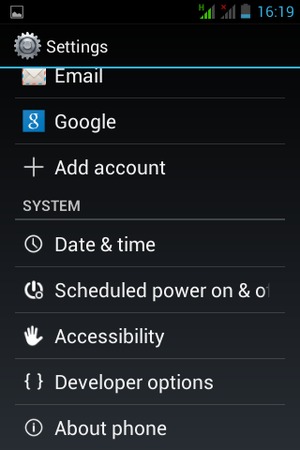 Scroll to and select About phone
