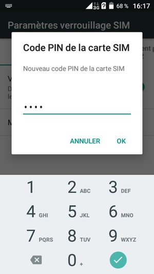 Saisissez votre Nouveau code PIN de la carte SIM et sélectionnez OK