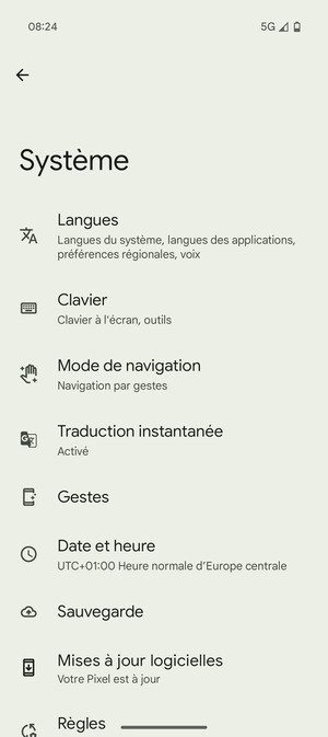 Sélectionnez Sauvegarde