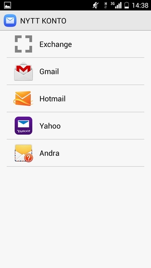 Välj Gmail eller Hotmail