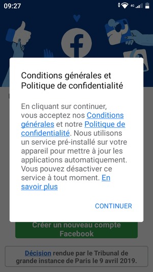 Sélectionnez CONTINUER