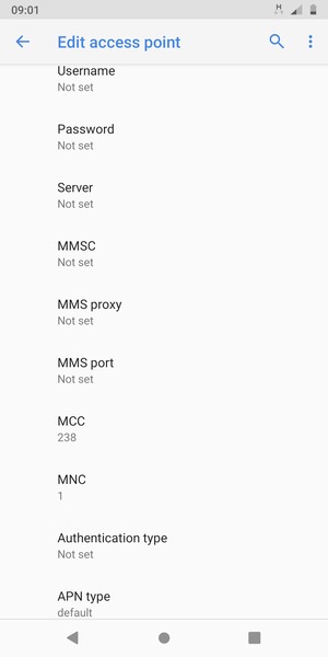 Scroll down and enter MMS information