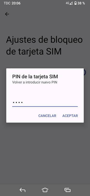 Confirme su nuevo PIN y seleccione ACEPTAR