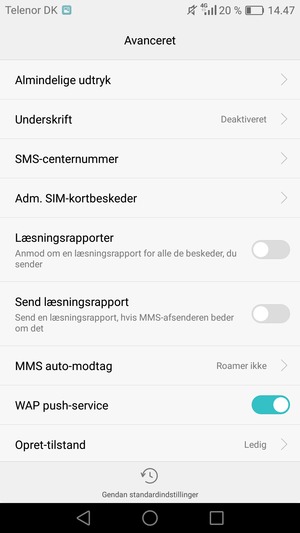 Vælg SMS-centernummer