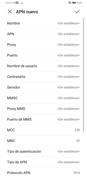 Introduzca la información de Internet