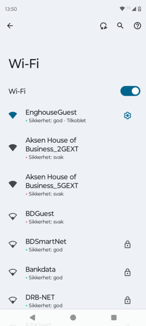 Du er nå koblet til Wi-Fi-nettverket