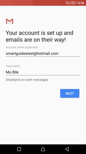 Give your account a name and enter your name. Select NEXT