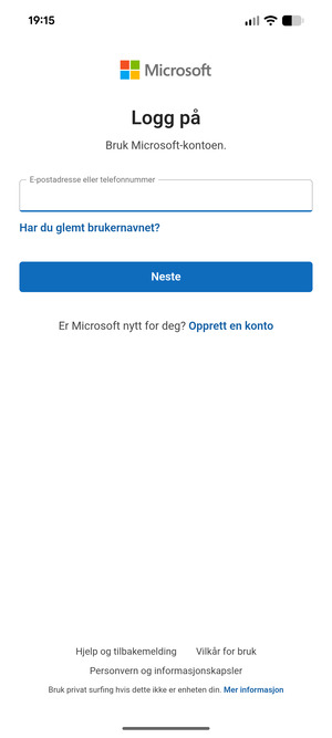 Skriv inn e-postadresse og velg Neste