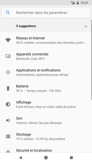 Sélectionnez Réseau et Internet