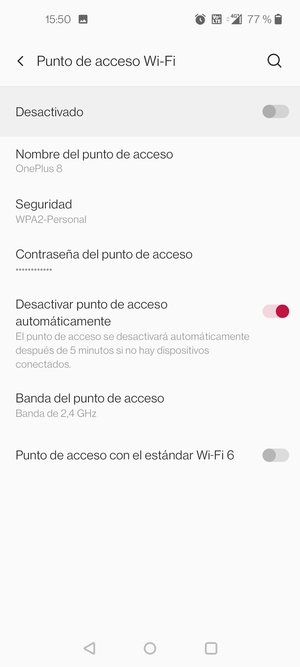 Seleccione Contraseña del punto de acceso