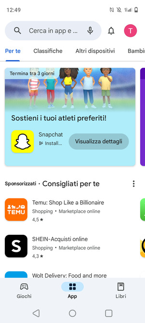 Seleziona la barra di ricerca
