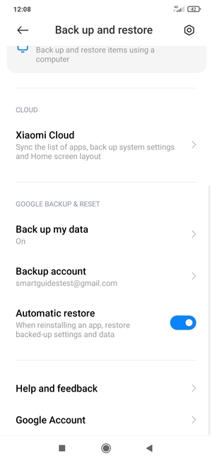 Select Backup account