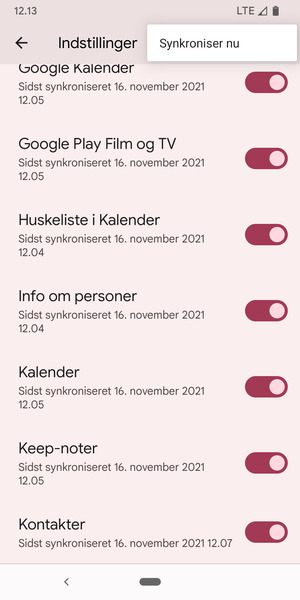 Vælg Synkroniser nu