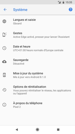 Sélectionnez Sauvegarde