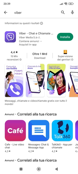 Seleziona l'applicazione