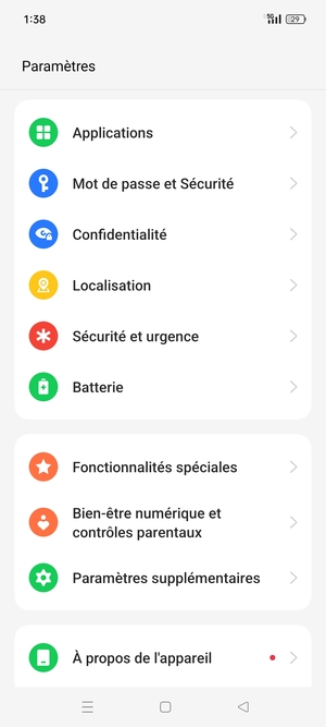 Faites défiler et sélectionnez Mot de passe et Sécurité