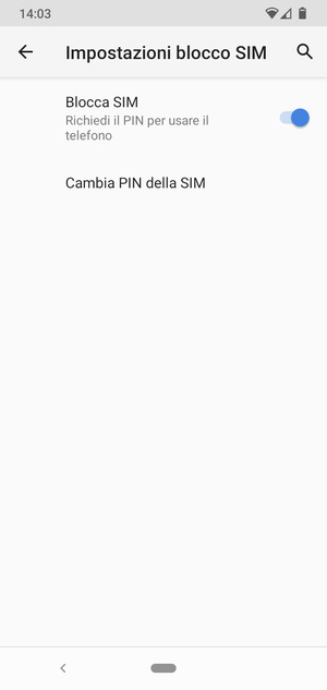 Seleziona Cambia PIN della SIM