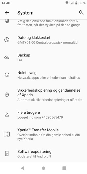 Vælg Backup