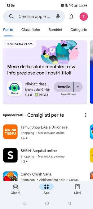 Seleziona la barra di ricerca