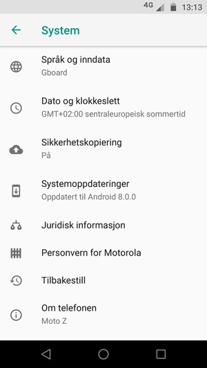 Velg Systemoppdateringer