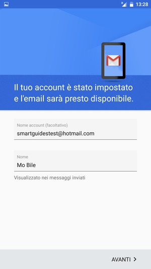Scegli un nome per il tuo account e inserisci il tuo nome. Seleziona AVANTI