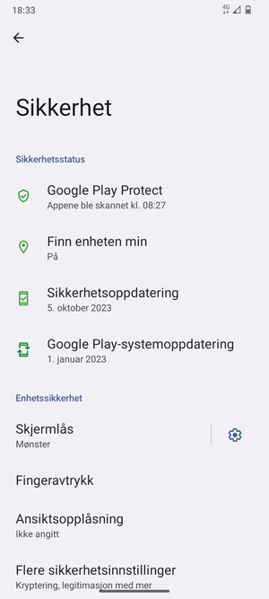 Telefonen din er nå sikret med en skjermlås