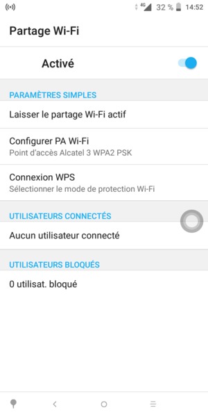Votre téléphone est maintenant configuré pour être utilisé comme modem