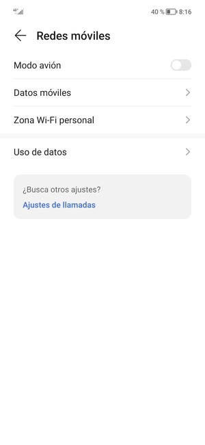 Seleccione Datos móviles