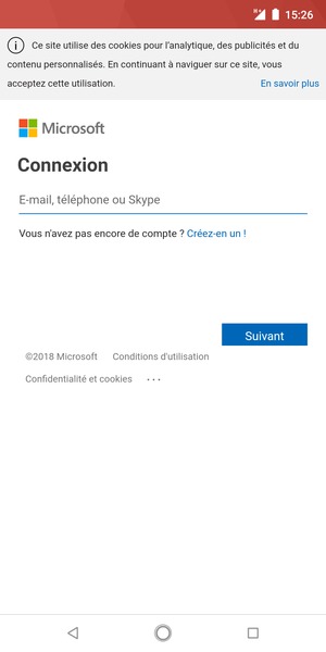 Saisissez votre adresse e-mail et sélectionnez Suivant