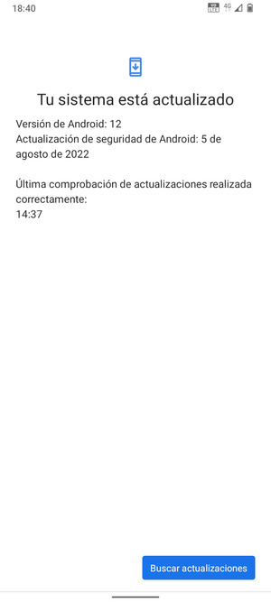 Si su teléfono está actualizado, verá la siguiente pantalla