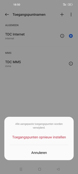 Selecteer Toegangspunten opnieuw instellen