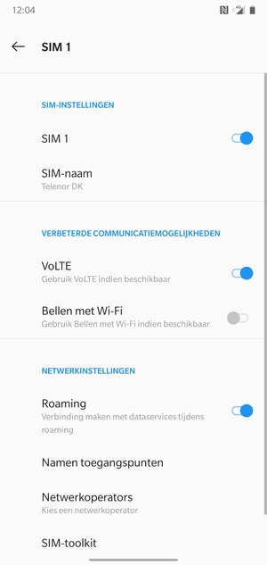 Schakel Roaming in of uit