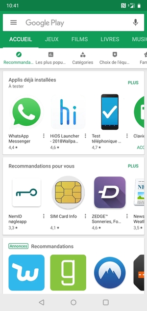Sélectionnez la barre de Recherche
