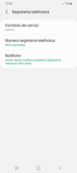 Seleziona Numero segreteria telefonica