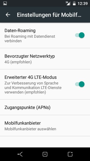 Schalten Sie Daten-Roaming an oder aus