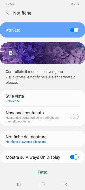 Seleziona le opzioni preferita e poi Fatto