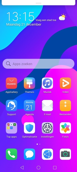 Schuif naar beneden in het bovenste menu