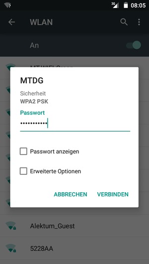 Geben Sie das WLAN-Passwort ein und wählen Sie VERBINDEN